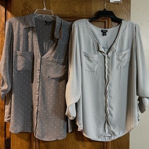Set of 2 Torrid chiffon tops, gray patterns, sz 1